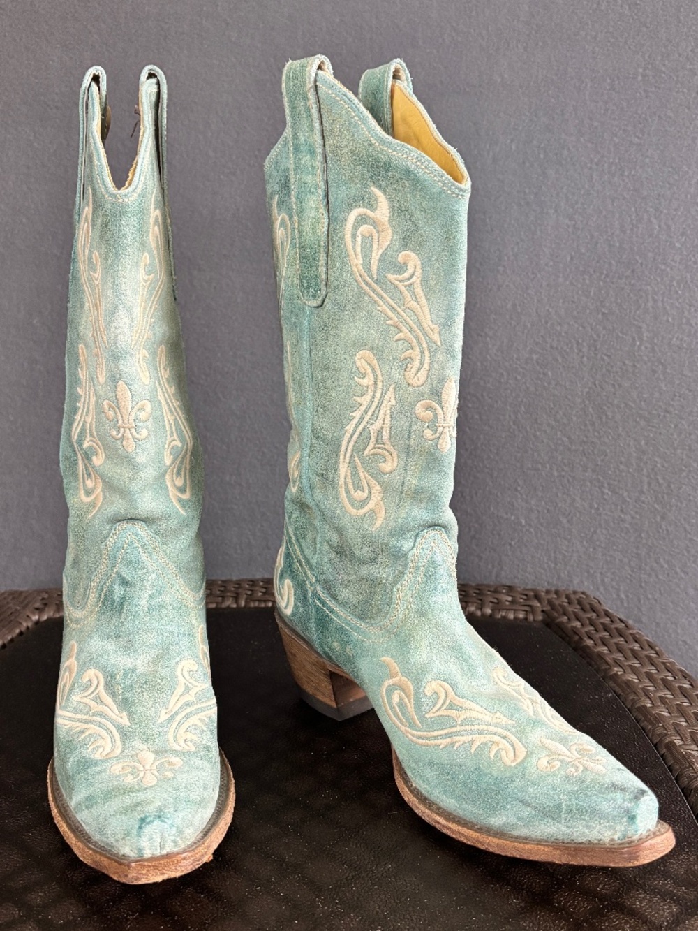 Corral Cortez R1973 Embroidered Turquoise Leather Western Boots Size 8.5M